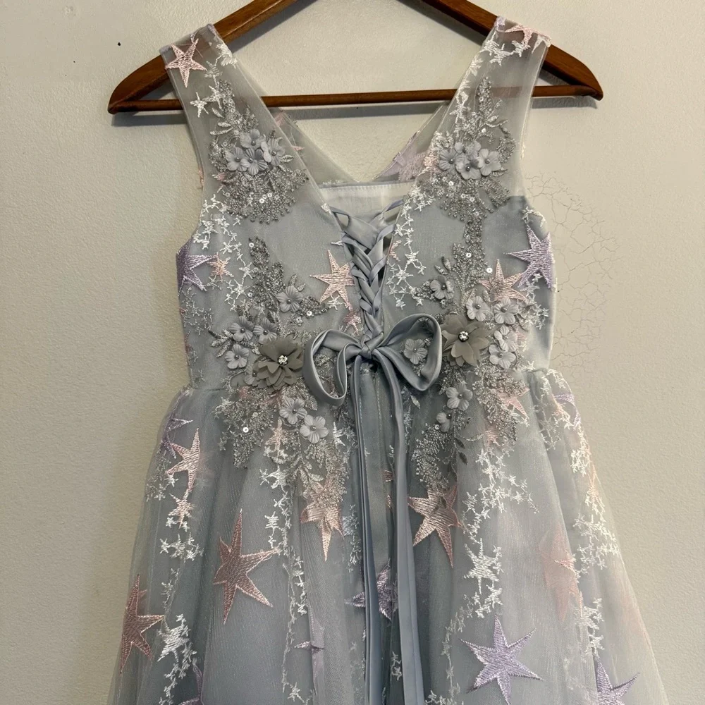 Sparkle Princess Tulle Dress w/ Stars Sz 140 (Fits 8-10 year old) Party Dress